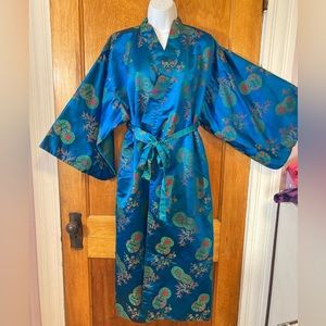 Kimono women’s Traditional 100%silk(2) pockets, tie sash go by measurements EUC